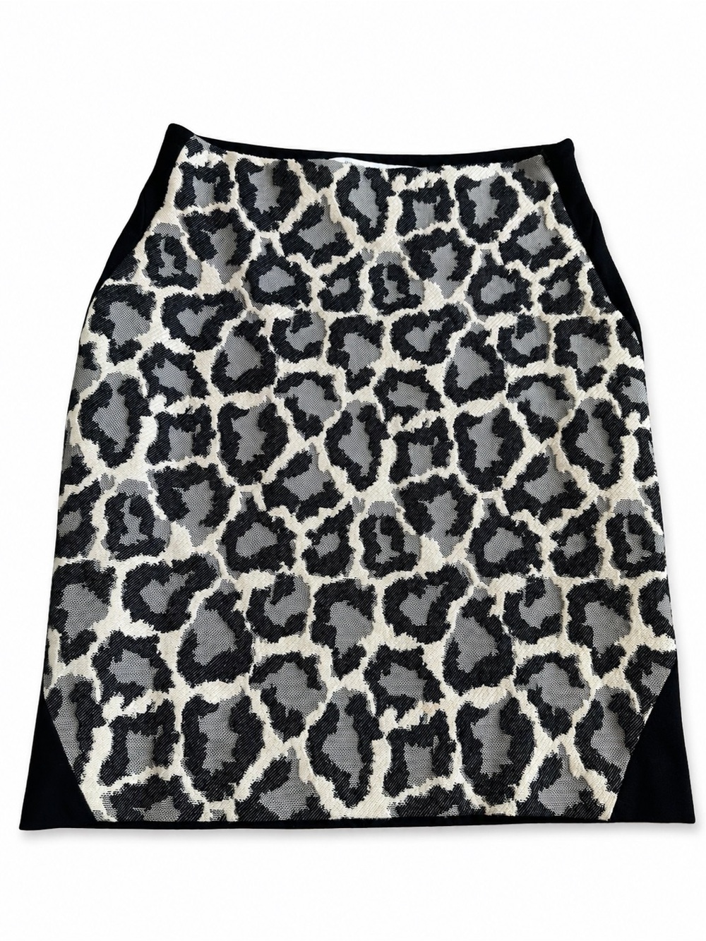 Diane von Furstenberg Leopard Print Pencil Skirt Black Gray Size 2